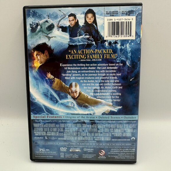 The Last Airbender DVD 2010 PG Directed M Night Shyamalan Live Action Adventure - Picture 2 of 3